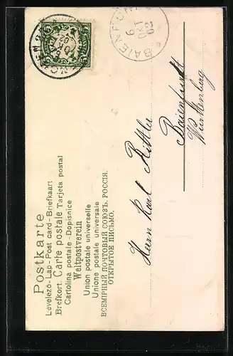 Lithographie Pferd und Tauben an der Tränke