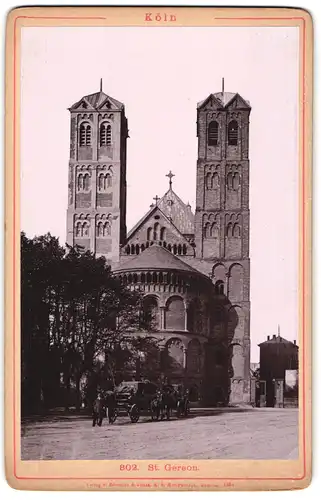 Fotografie Römmler & Jonas, Dresden, Ansicht Köln, wartende Kutschen an der St. Gereon Kirche