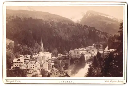 Fotografie Würthle & Spinnhirn, Salzburg, Ansicht Gastein, Blick auf die Stadt mit Alpenpanorama