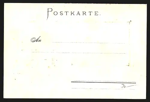 Passepartout-Lithographie Pforzheim, Totalansicht mit Turm, Wappen