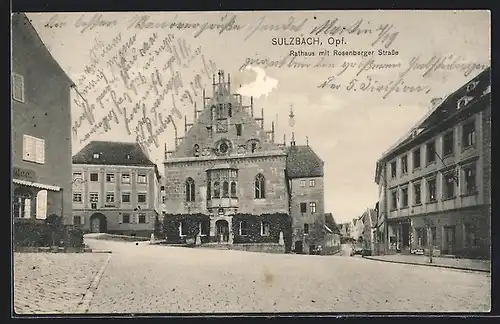AK Sulzbach /Opf, Rathaus mit Rosenberger Strasse