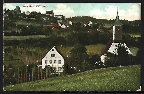 AK Schlossberg b. Osternohe, Ortsansicht mit Kirche