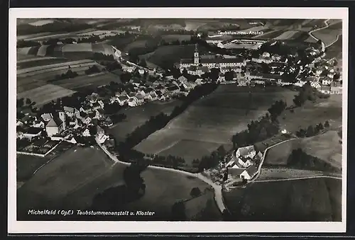AK Michelfeld / Opf., Taubstummenanstalt u. Kloster, Fliegeraufnahme