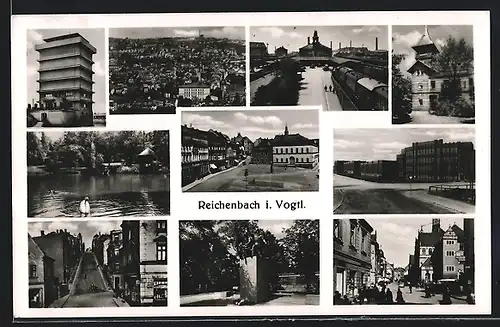 AK Reichenbach i. Vogtl., Wasserturm, Oberer Bahnhof, Schöne Aussicht, Park