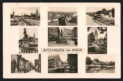 AK Kitzingen am Main, Marktplatz mit Rathaus, alte Poststrasse