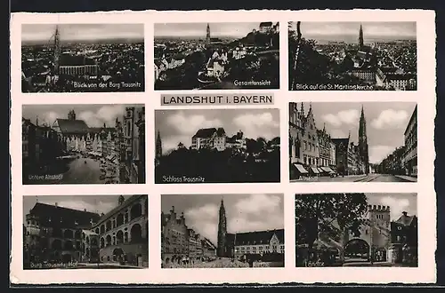 AK Landshut i. Bayern, Schloss Trausnitz, St. Martinskirche, Altstadt