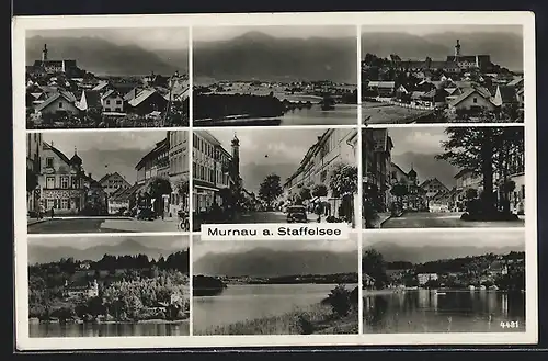 AK Murnau a. Staffelsee, Ortsansichten mit Kirche und See
