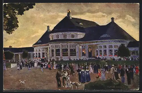 Künstler-AK München, Ausstellung 1908, Ganzsache Bayern