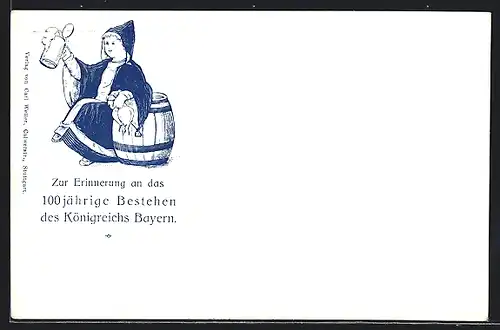 AK 100-jähriges Bestehen des Königreichs Bayern 1906, Münchner Kindl, Prinzregent Luitpold, Ganzsache Bayern