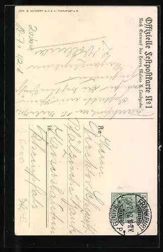 AK Frankfurt a. M., 17. Deutsches u. Goldenes Jubiläums-Schiessen, 14. - 21. Juli 1912, Schütze mit Muskete, Ganzsache
