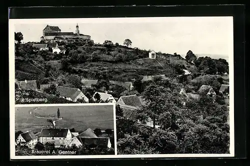 AK Spielberg, Ortsansicht, Brauerei v. A. Gentner