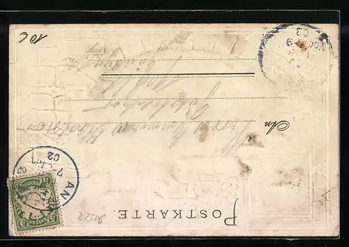 Passepartout-Lithographie Ansbach, Ortspanorama, Wappen