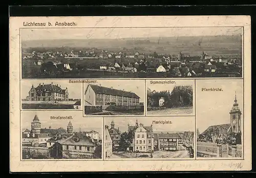 AK Lichtenau bei Ansbach, Strafanstalt, Beamtenhäuser, Marktplatz, Panorama