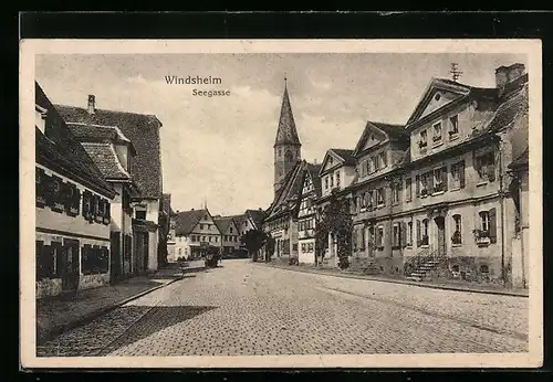 AK Windsheim, Seegasse mit Kirchturm