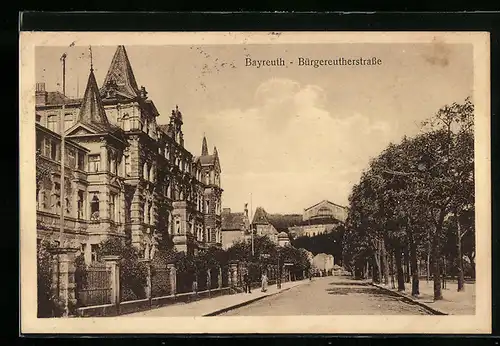 AK Bayreuth, Partie in der Bürgereutherstrasse mit Blick auf das Theater