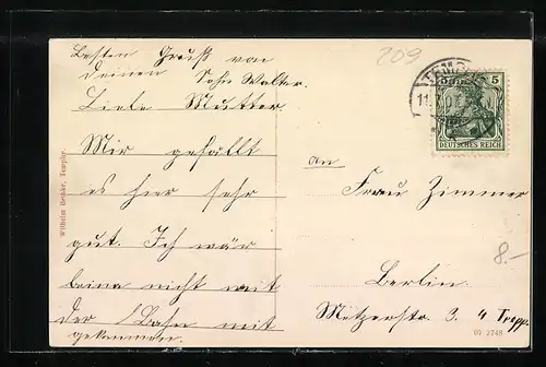 AK Templin, An der Forstschule, Hirsch mit Geweih