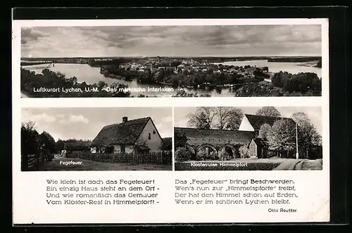 AK Lychen, Blick auf Haus Fegefeuer, Klosterruine Himmelpfort