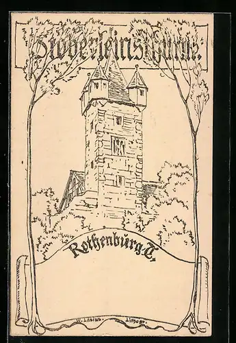 Künstler-AK Rothenburg o. T., Am Stoberleinsthurme