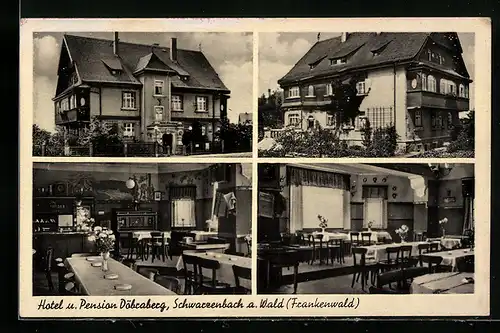 AK Schwarzenbach a. Wald, Hotel-Pension Döbraberg mit Innenansichten