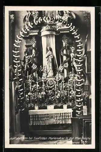 AK Saalfelden, Wallfahrt Alm, Marienaltar in der Pfarrkirche