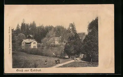 AK Tobelbad, Ortspartie mit Brücke