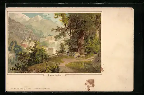 Lithographie Gastein, Ortspartie