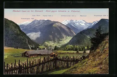 AK Gries am Brenner, Nösslach, Blick gegen Schmirn- und Valsertal