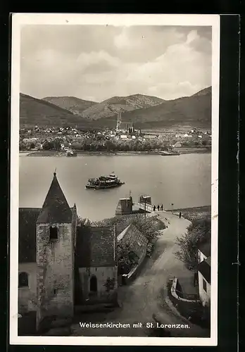 AK Weissenkirchen, Panorama mit St. Lorenzen
