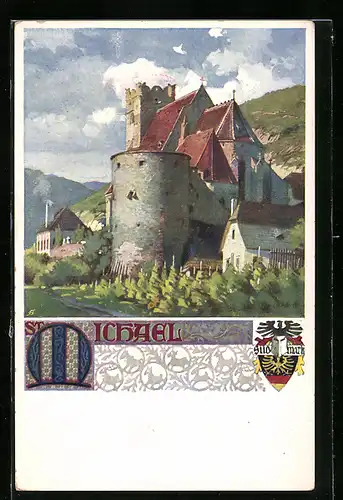 Künstler-AK St. Michael, Ansicht vom Schloss