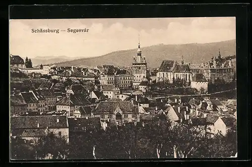 AK Schässburg, Teilansicht aus der Vogelschau