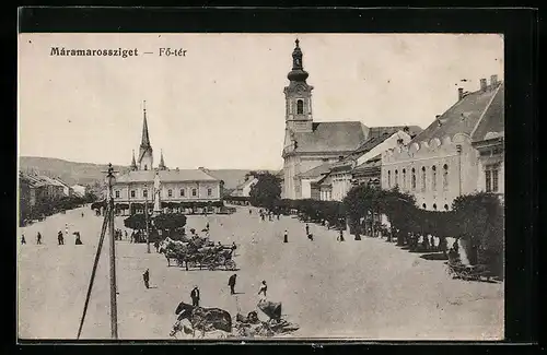 AK Máramarossziget, Föter, Marktplatz mit Kirche