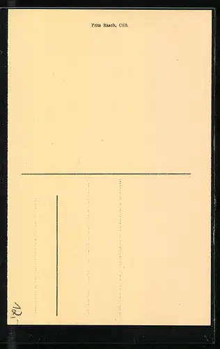 AK Cilli, Rathausgasse mit Passanten und Kirche