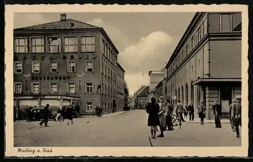 AK Maribor / Marburg, Strassenpartie mit Hotel Adler