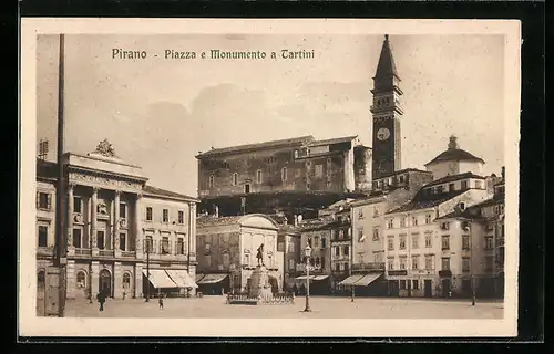 AK Pirano, Piazza e Monumento a Tartini, Motiv aus dem Ort