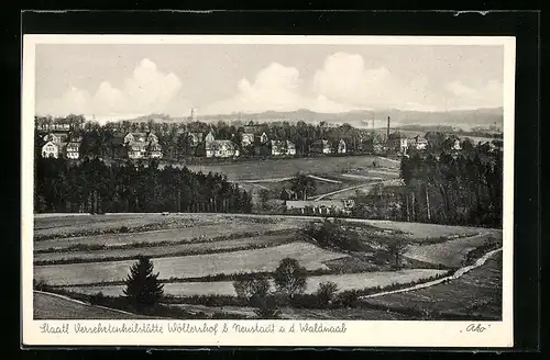 AK Wöllershof bei Neustadt /Waldnaab, Versehrtenheilstätte Wöllershof mit Ortsblick aus der Vogelschau