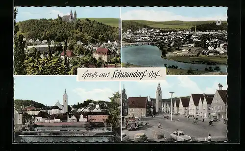 AK Schwandorf / Opf., Gesamtansicht, Wehr und Stadtplatz