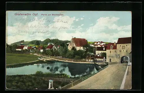 AK Grafenwöhr / Opf., Partie am Stadtweiher