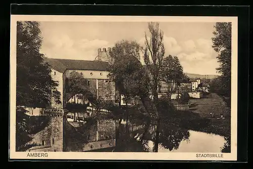 AK Amberg, Stadtbrille aus der Vogelschau