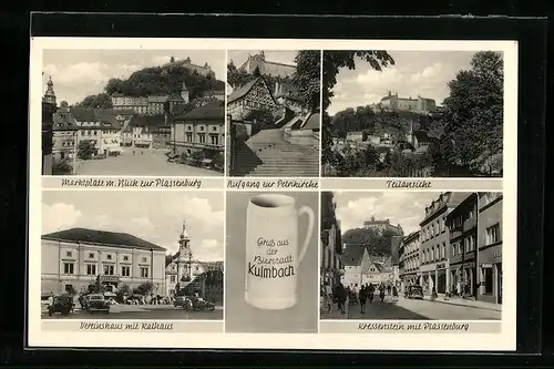 AK Kulmbach, Marktplatz mit Plassenburg, Verinshaus mit Rathaus