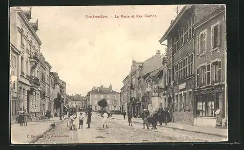 AK Rambervillers, La Poste et Rue Carnot