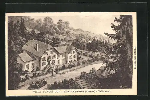 Künstler-AK Bains-les-Bains, Villa Beauséjour