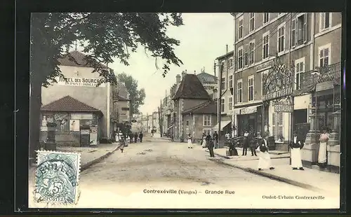 AK Contrexéville, Grande Rue, Ortspartie