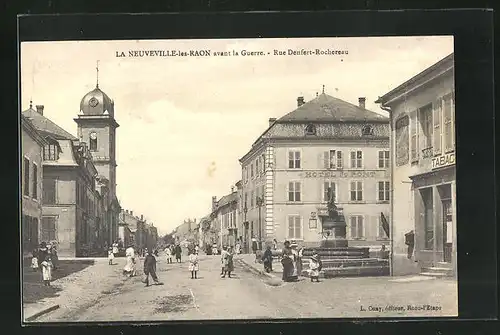 AK La Neuveville-les-Raon, Rue Denfert-Rochereau avant la Guerre, Strassenpartie