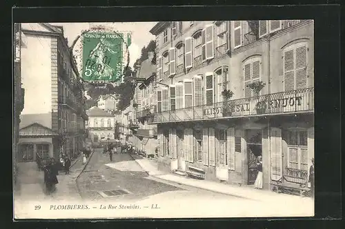 AK Plombières, La Rue Stanislas, Strassenpartie