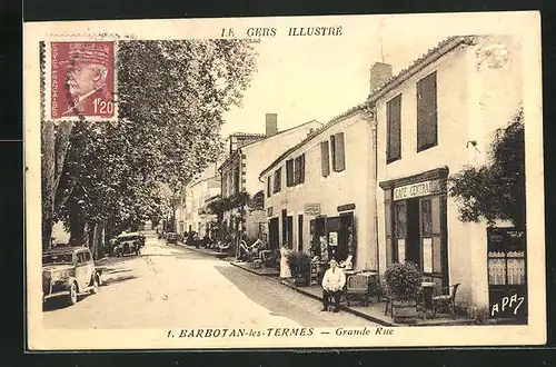 AK Barbotan-les-Termes, Grande Rue, Café Central