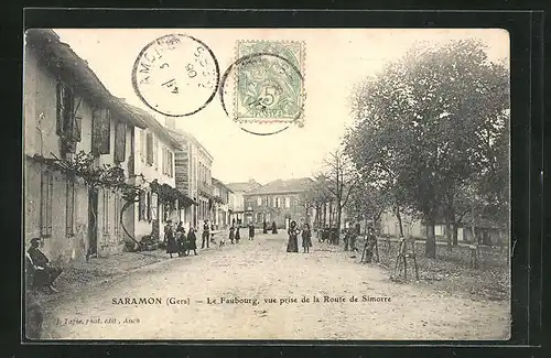 AK Saramon, Le Faubourg, vue prise de la Route de Simorre