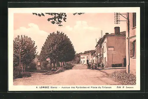 AK Lombez, Avenue des Pyrénées et Place du Trianon