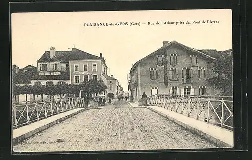 AK Plaisance-du-Gers, Rue de l`Adour prise du Pont de l`Arros, Strassenpartie