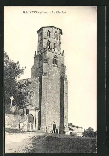 AK Mauvezin, Le Clocher, Kirchturm im Sonnenschein