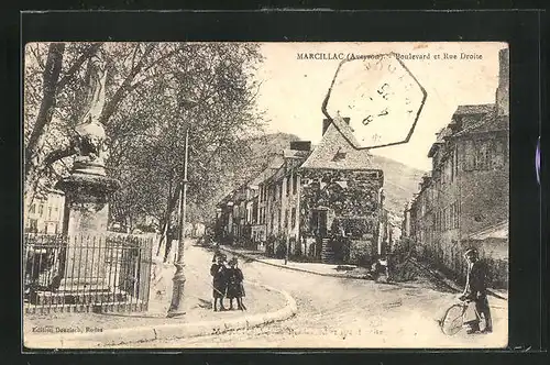 AK Marcillac, Boulevard et Rue Droite, Strassenpartie